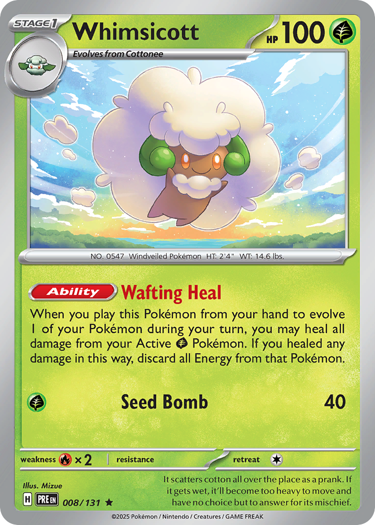 Prismatic Evolutions Holo Whimsicott #008/131